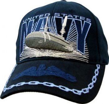 Navy Embroidered Cap with Submarine