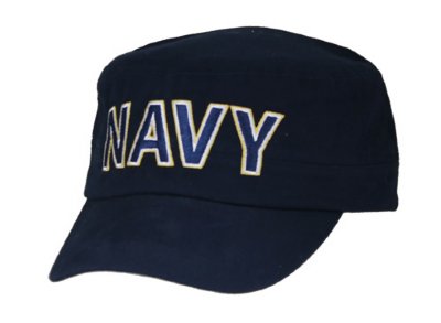 Navy Flat Top Embroidered Cap